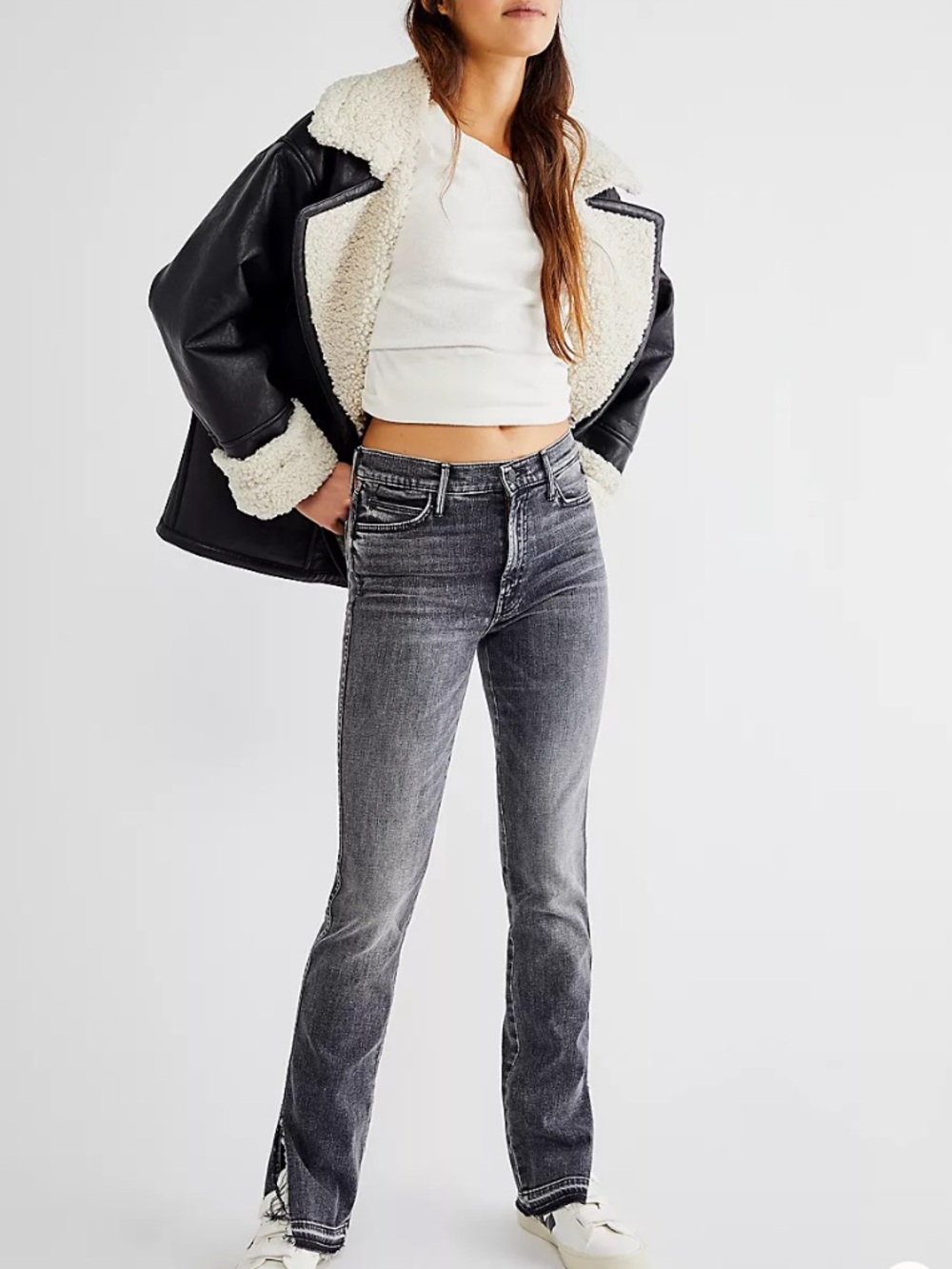 2/$25 MOTHER High Waisted Rascal Slice Undone Hem Jeans Size 24